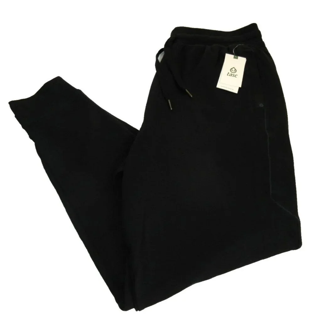 Tasc Performance Men's Varsity Fleece French Terry Jogger Pants Black NWT - Picture 1 of 13